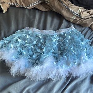 Blue Feathered Skirt